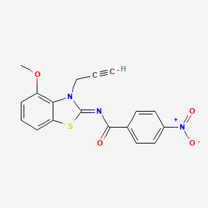 molecular formula C18H13N3O4S B2453474 N-(4-methoxy-3-prop-2-ynyl-1,3-benzothiazol-2-ylidene)-4-nitrobenzamide CAS No. 868376-87-8