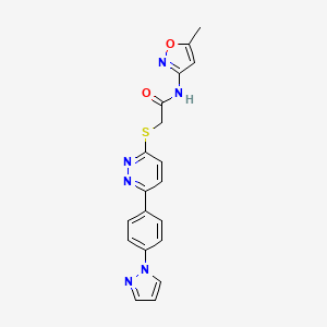 molecular formula C19H16N6O2S B2453490 2-((6-(4-(1H-吡唑-1-基)苯基)吡啶嗪-3-基)硫代)-N-(5-甲基异恶唑-3-基)乙酰胺 CAS No. 1004439-73-9