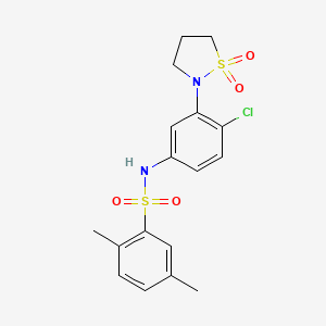 molecular formula C17H19ClN2O4S2 B2453500 N-(4-chloro-3-(1,1-dioxidoisothiazolidin-2-yl)phenyl)-2,5-dimethylbenzenesulfonamide CAS No. 946260-95-3