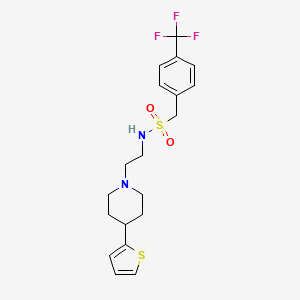 molecular formula C19H23F3N2O2S2 B2453510 N-(2-(4-(thiophen-2-yl)piperidin-1-yl)ethyl)-1-(4-(trifluoromethyl)phenyl)methanesulfonamide CAS No. 1428352-20-8