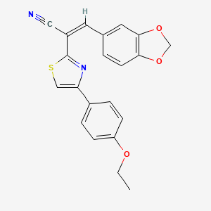 molecular formula C21H16N2O3S B2453513 (Z)-3-(benzo[d][1,3]dioxol-5-yl)-2-(4-(4-ethoxyphenyl)thiazol-2-yl)acrylonitrile CAS No. 476674-07-4