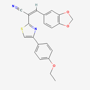 molecular formula C21H16N2O3S B2453513 (Z)-3-(苯并[d][1,3]二氧杂环-5-基)-2-(4-(4-乙氧基苯基)噻唑-2-基)丙烯腈 CAS No. 476674-07-4