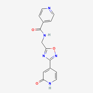 molecular formula C14H11N5O3 B2453531 N-((3-(2-氧代-1,2-二氢吡啶-4-基)-1,2,4-噁二唑-5-基)甲基)异烟酰胺 CAS No. 1903047-65-3