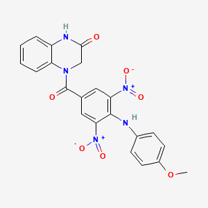 molecular formula C22H17N5O7 B2453532 4-[4-(4-甲氧基苯胺)-3,5-二硝基苯甲酰基]-1,3-二氢喹喔啉-2-酮 CAS No. 202192-55-0
