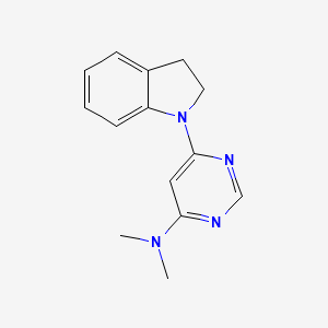 molecular formula C14H16N4 B2453536 6-(indolin-1-yl)-N,N-dimethylpyrimidin-4-amine CAS No. 2194845-06-0