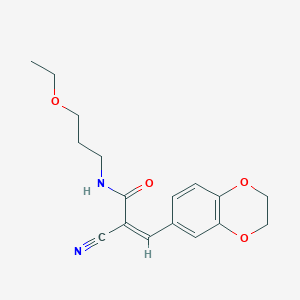 molecular formula C17H20N2O4 B2453537 (Z)-2-Cyano-3-(2,3-dihydro-1,4-benzodioxin-6-yl)-N-(3-ethoxypropyl)prop-2-enamide CAS No. 940743-20-4