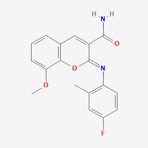(2Z)-2-[(4-fluoro-2-methylphenyl)imino]-8-methoxy-2H-chromene-3-carboxamide