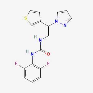 molecular formula C16H14F2N4OS B2453555 1-(2-(1H-pyrazol-1-yl)-2-(thiophen-3-yl)ethyl)-3-(2,6-difluorophenyl)urea CAS No. 2034563-87-4