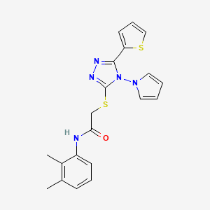 molecular formula C20H19N5OS2 B2453561 N-(2,3-dimethylphenyl)-2-{[4-(1H-pyrrol-1-yl)-5-(thiophen-2-yl)-4H-1,2,4-triazol-3-yl]sulfanyl}acetamide CAS No. 886934-13-0