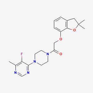 molecular formula C21H25FN4O3 B2453562 2-[(2,2-Dimethyl-3H-1-benzofuran-7-yl)oxy]-1-[4-(5-fluoro-6-methylpyrimidin-4-yl)piperazin-1-yl]ethanone CAS No. 2380096-04-6