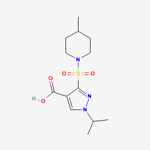 molecular formula C13H21N3O4S B2453565 1-isopropyl-3-[(4-methylpiperidino)sulfonyl]-1H-pyrazole-4-carboxylic acid CAS No. 1251632-94-6