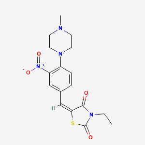 molecular formula C17H20N4O4S B2453566 (5E)-3-乙基-5-{[4-(4-甲基哌嗪-1-基)-3-硝基苯基]亚甲基}-1,3-噻唑烷-2,4-二酮 CAS No. 685109-11-9