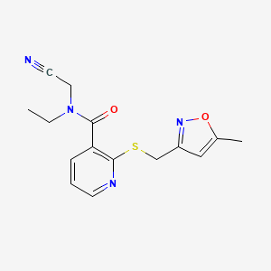 molecular formula C15H16N4O2S B2453573 N-(cyanomethyl)-N-ethyl-2-{[(5-methyl-1,2-oxazol-3-yl)methyl]sulfanyl}pyridine-3-carboxamide CAS No. 1311670-17-3