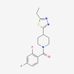 molecular formula C16H17F2N3OS B2453585 (2,4-Difluorophenyl)(4-(5-ethyl-1,3,4-thiadiazol-2-yl)piperidin-1-yl)methanone CAS No. 1105203-41-5
