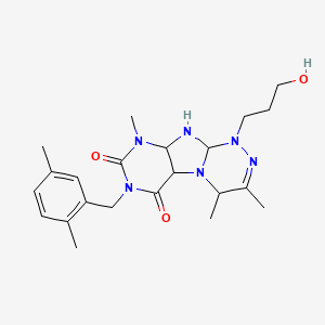 molecular formula C22H28N6O3 B2453602 7-[(2,5-dimethylphenyl)methyl]-1-(3-hydroxypropyl)-3,4,9-trimethyl-1H,4H,6H,7H,8H,9H-[1,2,4]triazino[4,3-g]purine-6,8-dione CAS No. 919006-76-1