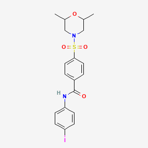 molecular formula C19H21IN2O4S B2453606 4-((2,6-二甲基吗啉)磺酰基)-N-(4-碘苯基)苯甲酰胺 CAS No. 428839-51-4