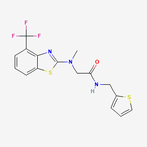 molecular formula C16H14F3N3OS2 B2453610 2-(methyl(4-(trifluoromethyl)benzo[d]thiazol-2-yl)amino)-N-(thiophen-2-ylmethyl)acetamide CAS No. 1396748-16-5