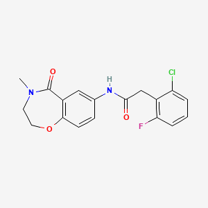 molecular formula C18H16ClFN2O3 B2453622 2-(2-chloro-6-fluorophenyl)-N-(4-methyl-5-oxo-2,3,4,5-tetrahydrobenzo[f][1,4]oxazepin-7-yl)acetamide CAS No. 1448075-89-5