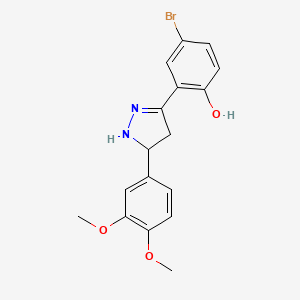 molecular formula C17H17BrN2O3 B2453633 4-bromo-2-(5-(3,4-dimethoxyphenyl)-4,5-dihydro-1H-pyrazol-3-yl)phenol CAS No. 610277-80-0