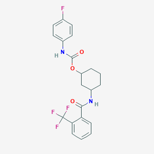 molecular formula C21H20F4N2O3 B2453642 3-(2-(Trifluoromethyl)benzamido)cyclohexyl (4-fluorophenyl)carbamate CAS No. 1351641-65-0