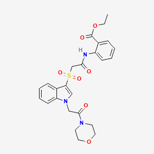 molecular formula C25H27N3O7S B2453644 ethyl 2-(2-((1-(2-morpholino-2-oxoethyl)-1H-indol-3-yl)sulfonyl)acetamido)benzoate CAS No. 878057-90-0