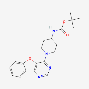molecular formula C20H24N4O3 B2453652 tert-butyl N-(1-{8-oxa-3,5-diazatricyclo[7.4.0.0^{2,7}]trideca-1(9),2,4,6,10,12-hexaen-6-yl}piperidin-4-yl)carbamate CAS No. 1370592-27-0