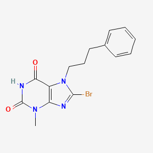 molecular formula C15H15BrN4O2 B2453657 8-Bromo-3-methyl-7-(3-phenyl-propyl)-3,7-dihydro-purine-2,6-dione CAS No. 313470-26-7