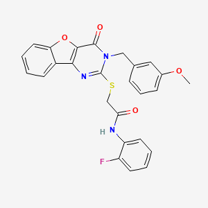 molecular formula C26H20FN3O4S B2453661 N-(2-fluorophenyl)-2-{[3-(3-methoxybenzyl)-4-oxo-3,4-dihydro[1]benzofuro[3,2-d]pyrimidin-2-yl]sulfanyl}acetamide CAS No. 899754-48-4