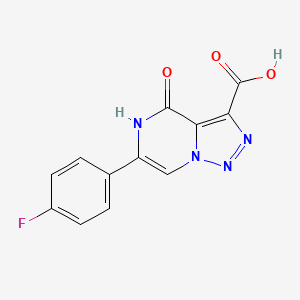 molecular formula C12H7FN4O3 B2453663 6-(4-Fluorophenyl)-4-oxo-4,5-dihydro[1,2,3]triazolo[1,5-a]pyrazine-3-carboxylic acid CAS No. 2108267-47-4