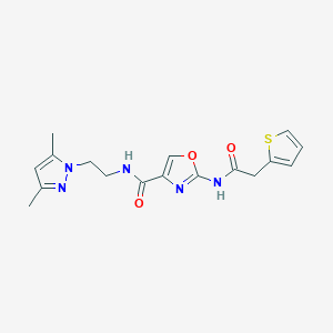 molecular formula C17H19N5O3S B2453664 N-(2-(3,5-dimethyl-1H-pyrazol-1-yl)ethyl)-2-(2-(thiophen-2-yl)acetamido)oxazole-4-carboxamide CAS No. 1396677-62-5
