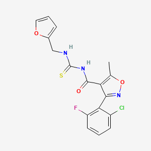 molecular formula C17H13ClFN3O3S B2453666 3-(2-氯-6-氟苯基)-N-((呋喃-2-甲基)氨基硫代羰基)-5-甲基异恶唑-4-甲酰胺 CAS No. 536722-87-9