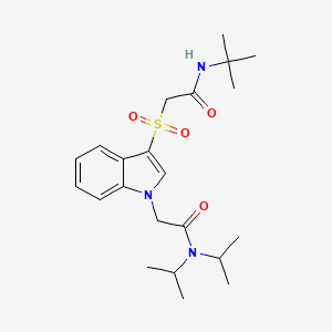 molecular formula C22H33N3O4S B2453673 2-(3-((2-(tert-butylamino)-2-oxoethyl)sulfonyl)-1H-indol-1-yl)-N,N-diisopropylacetamide CAS No. 894004-97-8