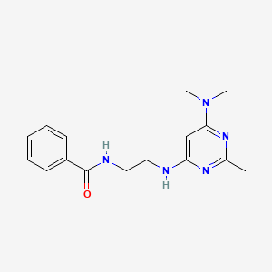molecular formula C16H21N5O B2453675 N-(2-((6-(dimethylamino)-2-methylpyrimidin-4-yl)amino)ethyl)benzamide CAS No. 1203397-83-4
