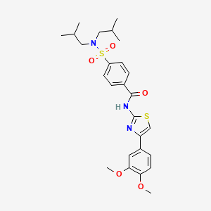 molecular formula C26H33N3O5S2 B2453677 4-[双（2-甲基丙基）磺酰氨基]-N-[4-(3,4-二甲氧基苯基)-1,3-噻唑-2-基]苯甲酰胺 CAS No. 476320-39-5