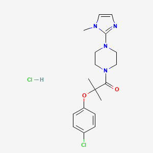 molecular formula C18H24Cl2N4O2 B2453681 2-(4-chlorophenoxy)-2-methyl-1-(4-(1-methyl-1H-imidazol-2-yl)piperazin-1-yl)propan-1-one hydrochloride CAS No. 1185039-79-5
