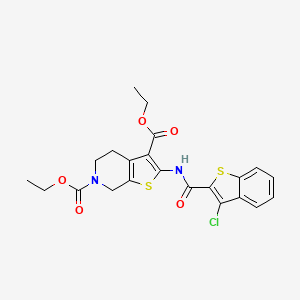 molecular formula C22H21ClN2O5S2 B2453685 diethyl 2-(3-chlorobenzo[b]thiophene-2-carboxamido)-4,5-dihydrothieno[2,3-c]pyridine-3,6(7H)-dicarboxylate CAS No. 864926-84-1