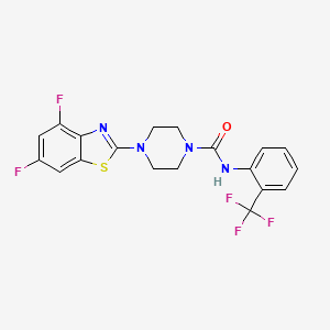 molecular formula C19H15F5N4OS B2453689 4-(4,6-difluorobenzo[d]thiazol-2-yl)-N-(2-(trifluoromethyl)phenyl)piperazine-1-carboxamide CAS No. 1203284-67-6