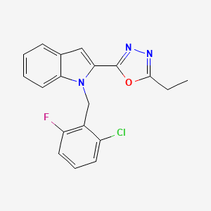 molecular formula C19H15ClFN3O B2453691 2-(1-(2-chloro-6-fluorobenzyl)-1H-indol-2-yl)-5-ethyl-1,3,4-oxadiazole CAS No. 921779-36-4