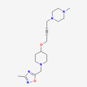 molecular formula C18H29N5O2 B2453692 1-Methyl-4-[4-({1-[(3-methyl-1,2,4-oxadiazol-5-yl)methyl]piperidin-4-yl}oxy)but-2-yn-1-yl]piperazine CAS No. 2415462-29-0