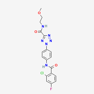 molecular formula C18H16ClFN6O3 B2453696 2-(4-(2-氯-4-氟苯甲酰胺)苯基)-N-(2-甲氧基乙基)-2H-四唑-5-甲酰胺 CAS No. 1396637-54-9