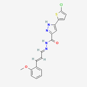 3-(5-chlorothiophen-2-yl)-N'-[(1E,2E)-3-(2-methoxyphenyl)prop-2-en-1-ylidene]-1H-pyrazole-5-carbohydrazide