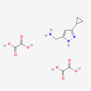 molecular formula C11H15N3O8 B2453715 (5-Cyclopropyl-1H-pyrazol-3-yl)methanamine dioxalate CAS No. 1609396-33-9