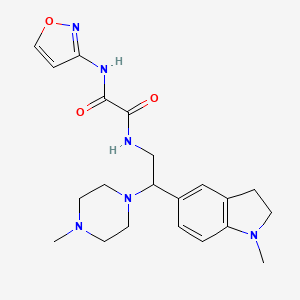 molecular formula C21H28N6O3 B2453717 N1-(isoxazol-3-yl)-N2-(2-(1-methylindolin-5-yl)-2-(4-methylpiperazin-1-yl)ethyl)oxalamide CAS No. 922015-68-7