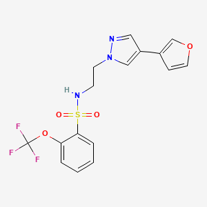 molecular formula C16H14F3N3O4S B2453728 N-(2-(4-(furan-3-yl)-1H-pyrazol-1-yl)ethyl)-2-(trifluoromethoxy)benzenesulfonamide CAS No. 2034354-32-8