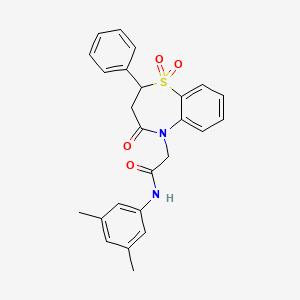 molecular formula C25H24N2O4S B2453731 N-(3,5-dimethylphenyl)-2-(1,1-dioxido-4-oxo-2-phenyl-3,4-dihydrobenzo[b][1,4]thiazepin-5(2H)-yl)acetamide CAS No. 852451-89-9