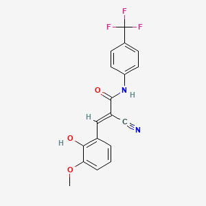 molecular formula C18H13F3N2O3 B2453735 (E)-2-cyano-3-(2-hydroxy-3-methoxyphenyl)-N-[4-(trifluoromethyl)phenyl]prop-2-enamide CAS No. 866156-40-3