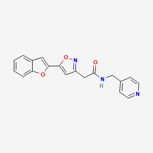 molecular formula C19H15N3O3 B2453749 2-(5-(benzofuran-2-yl)isoxazol-3-yl)-N-(pyridin-4-ylmethyl)acetamide CAS No. 1105244-49-2