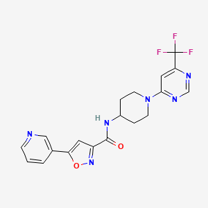 molecular formula C19H17F3N6O2 B2453752 5-(吡啶-3-基)-N-(1-(6-(三氟甲基)嘧啶-4-基)哌啶-4-基)异恶唑-3-甲酰胺 CAS No. 2034597-45-8