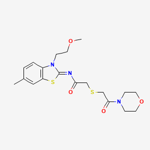 molecular formula C19H25N3O4S2 B2453756 (Z)-N-(3-(2-methoxyethyl)-6-methylbenzo[d]thiazol-2(3H)-ylidene)-2-((2-morpholino-2-oxoethyl)thio)acetamide CAS No. 905685-30-5