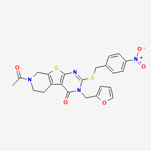 B2453759 7-acetyl-3-(2-furylmethyl)-2-[(4-nitrobenzyl)thio]-5,6,7,8-tetrahydropyrido[4',3':4,5]thieno[2,3-d]pyrimidin-4(3H)-one CAS No. 946293-55-6